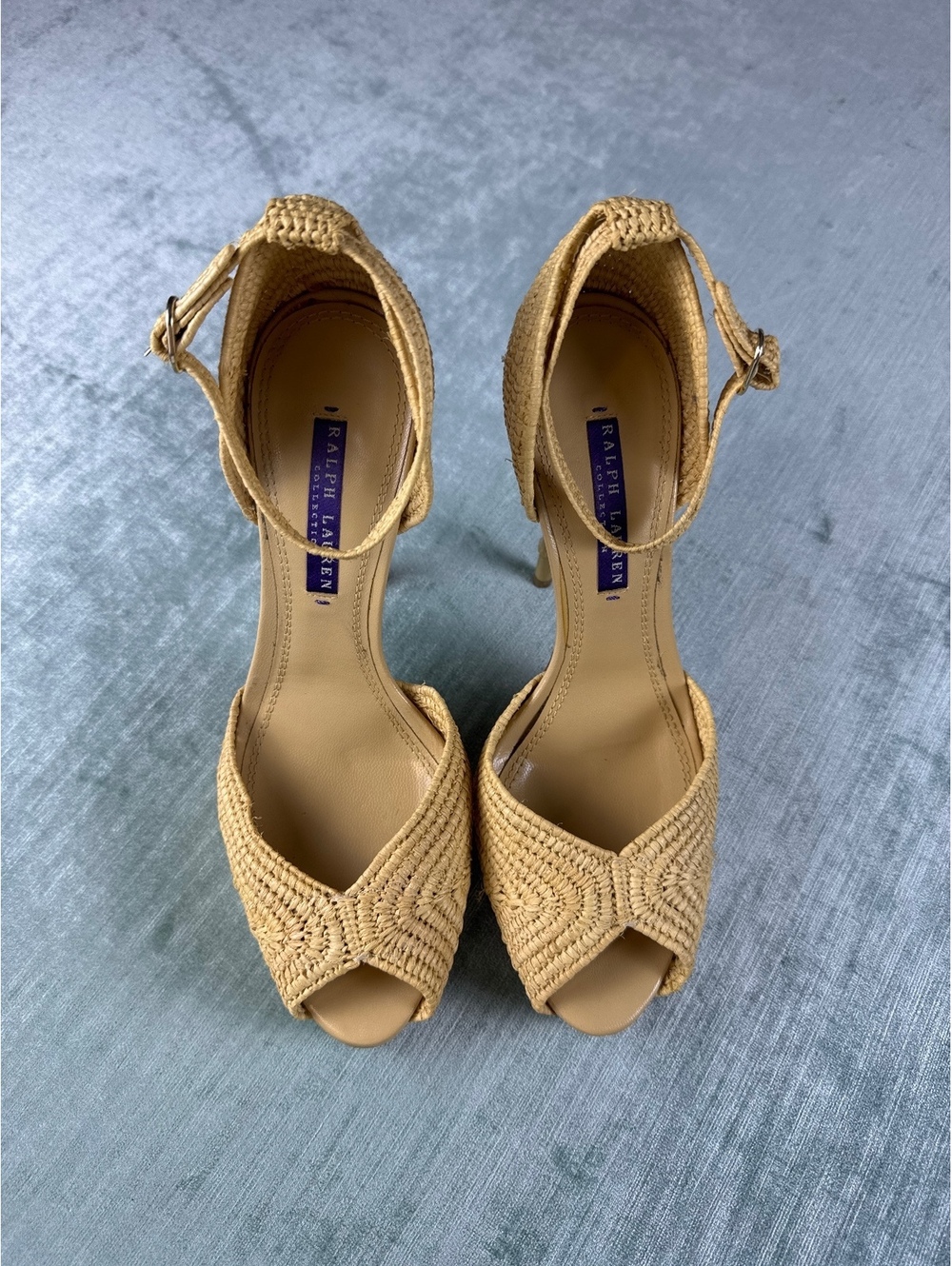 Ralph Lauren Collection Raffia Platform Heels 8B